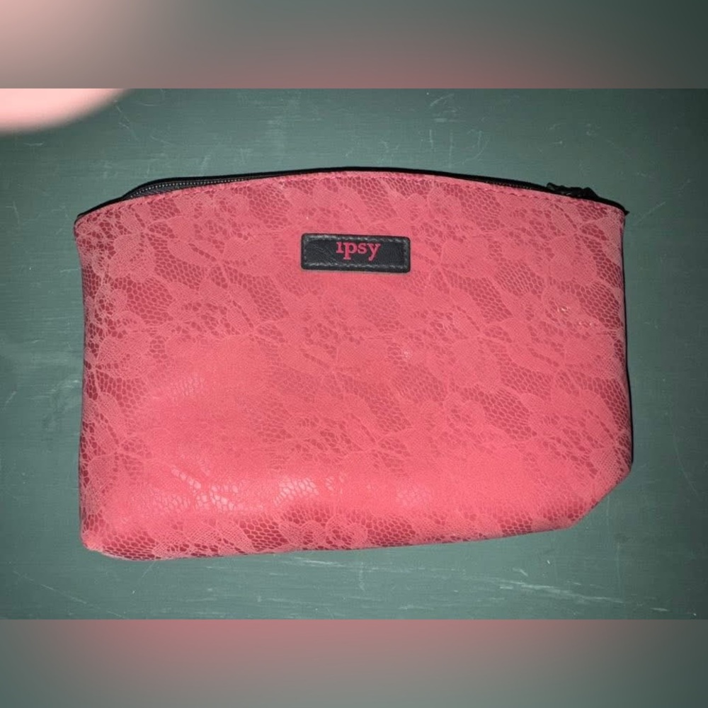 Ipsy Maroon Lace Cosmetic Pouch